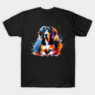 Energetic Transylvanian Hound in Vivid Splash Art Style T-Shirt